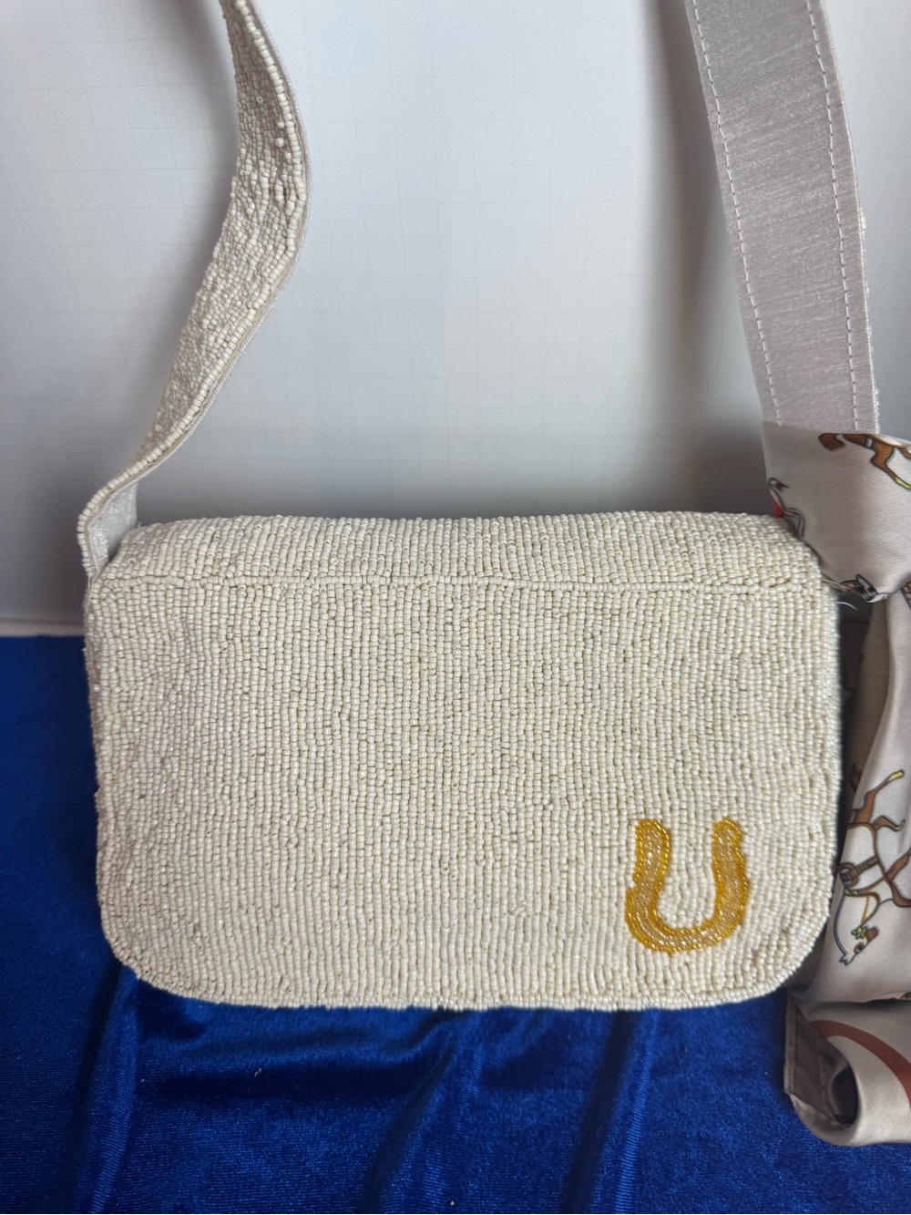 Viral Sol & Mer Ivory Beaded Crossbody Bag with Floral Cowboy Boots - Picture 4 of 7